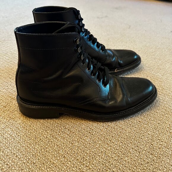 Saint Laurent Black Lace Up Boots Sz 43 - Picture 5 of 7